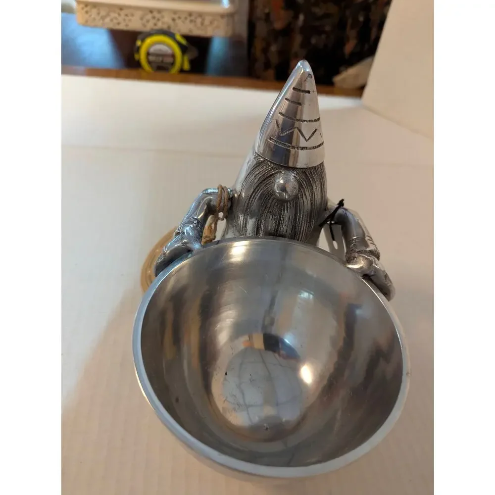 Aspen Home Metal Gnome Serving Bowl Character Candy Dish Cast Aluminum 6.5